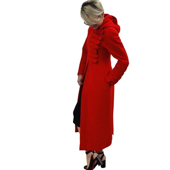 Rare 90s Vintage RED Stephen Sprouse wool Coat Sz 6 Fits A Sz 4 - Picture 9 of 13